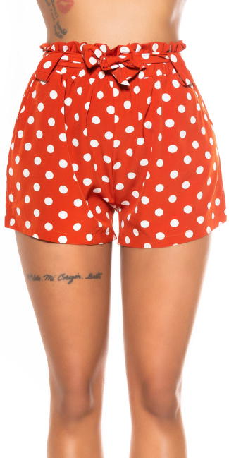 Polka Dot Summer Shorts with Pockets Orange